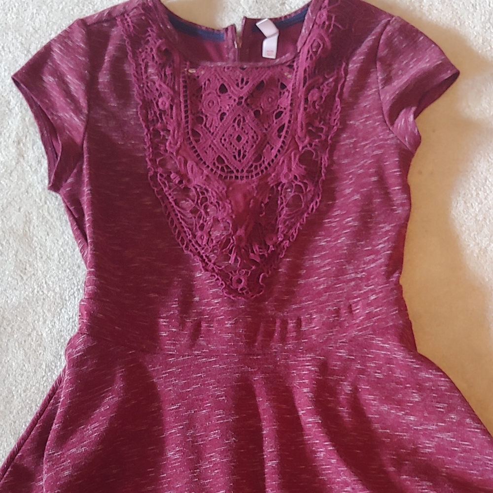 Red tea-length A-line dress